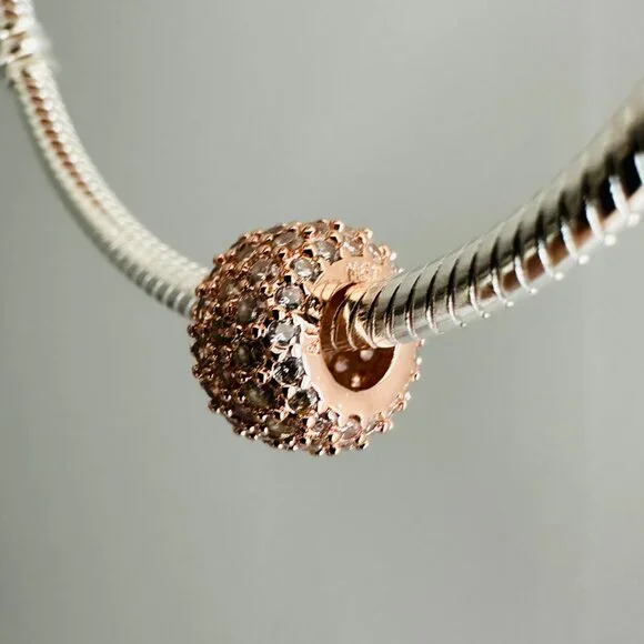 NEW Authentic Pandora Rose Charm Sparkling Pave Triple-ROW 782820C01 - Picture 9 of 10